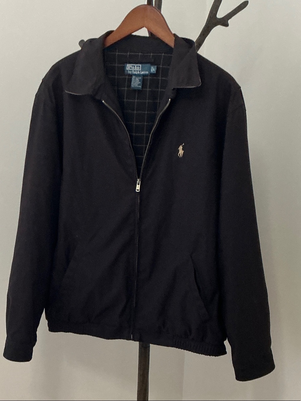 Polo by Ralph Lauren Black Zip-Up Sweater Jacket with Embroidered Pony